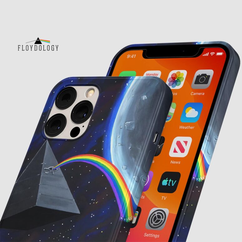The Dark Side of the Moon Flying Pyramid Painting - Pink Floyd Phone Case