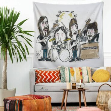 Pink Floyd 1973 Cartoon Art Tapestry