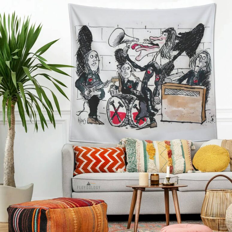 Pink Floyd 1980 Cartoon Art Tapestry Pink Floyd 1980 Cartoon Art Tapestry