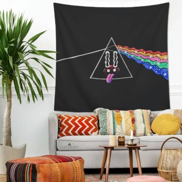 The Dark Side Of The Moon Retro PopArt Illustration Pink Floyd Tapestry