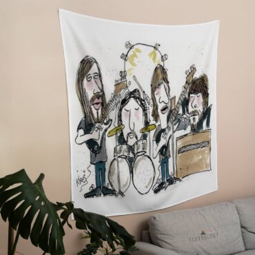 Pink Floyd 1973 Cartoon Art Tapestry