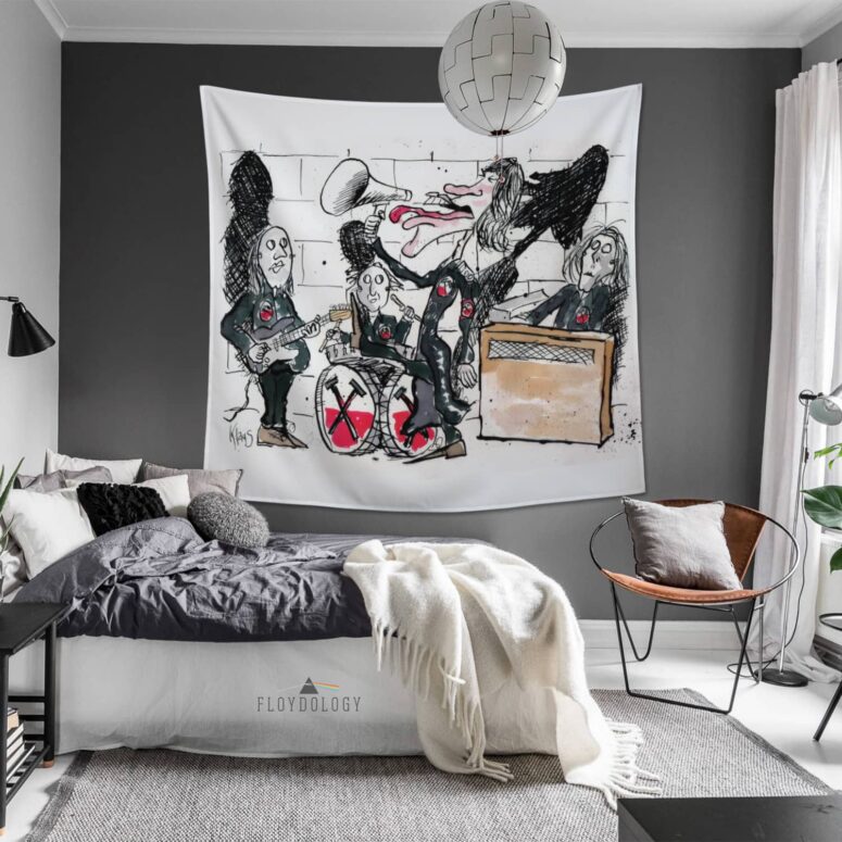 Pink Floyd 1980 Cartoon Art Tapestry Pink Floyd 1980 Cartoon Art Tapestry