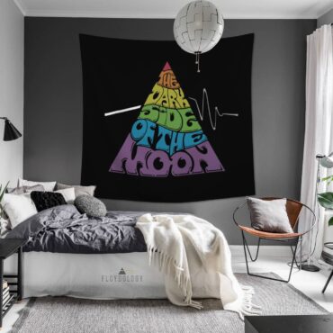 Pink Floyd Dark Side Pyramid Typography Tapestry