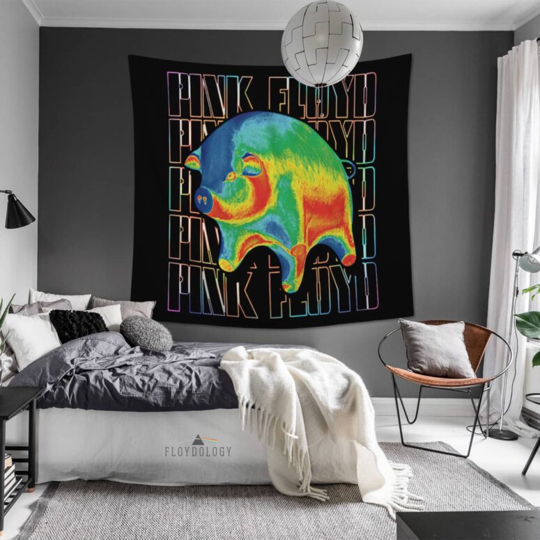 Pink Floyd Hologram Psychadelic Floating Pigs Animals Tapestry