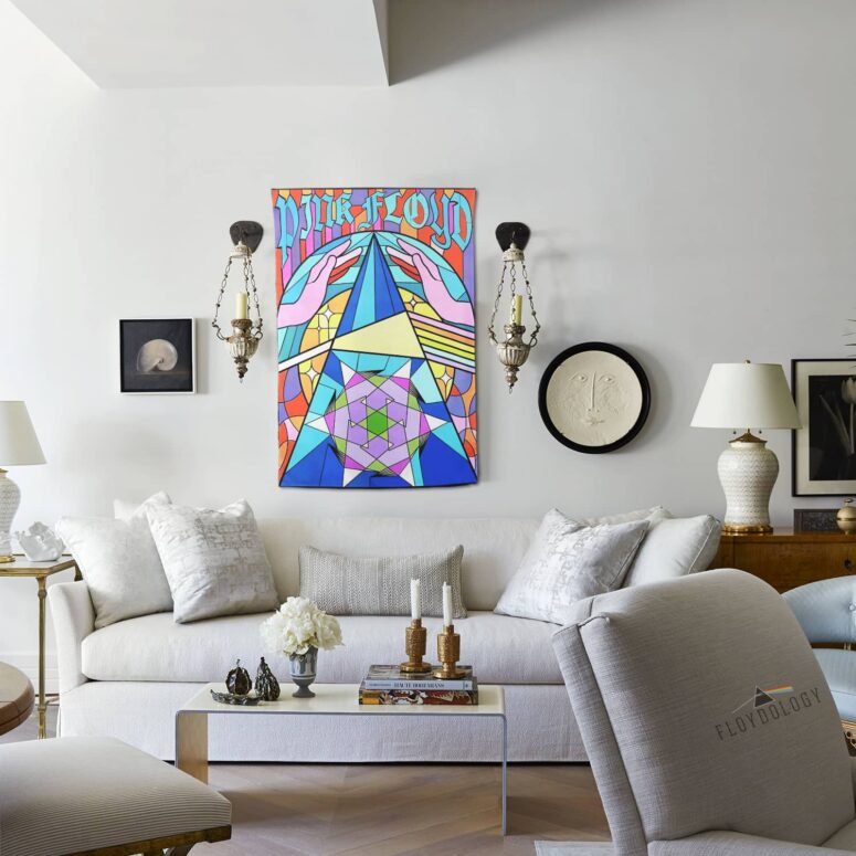 Pink Floyd Band Stained Glass Colorful Tapestry Pink Floyd Band Stained Glass Colorful Tapestry