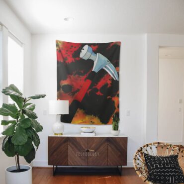 The Wall Hammer and Sky Pink Floyd Tapestry