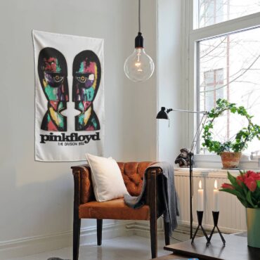 Vintage Pink Floyd Division Bell Colored Drawing Art Tapestry