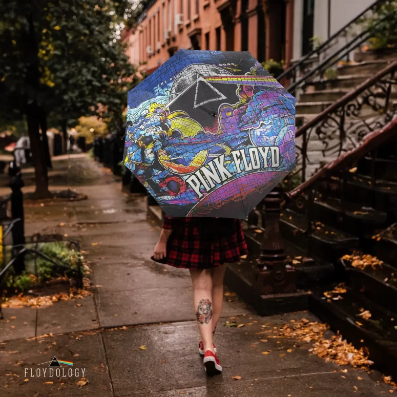 Dark Side Of The Moon The Wall Brick Art - Pink Floyd Umbrella