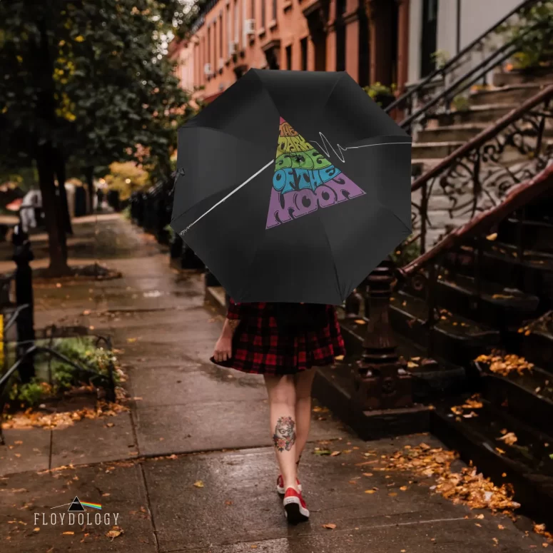 Dark Side Pyramid Typography - Pink Floyd Umbrella