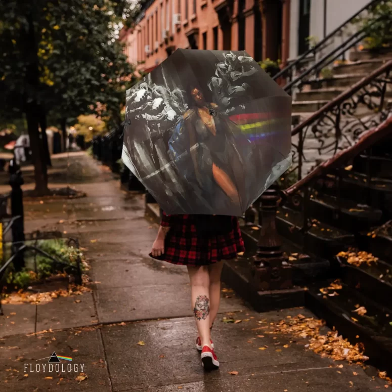 The Dark Side Of The Moon Lady Illustration - Pink Floyd Umbrella