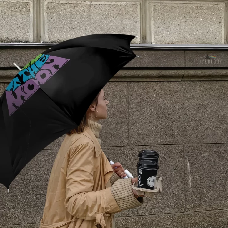 Dark Side Pyramid Typography - Pink Floyd Umbrella