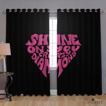 Shine On You Crazy Diamond Typography Art - Pink Floyd Window Curtains