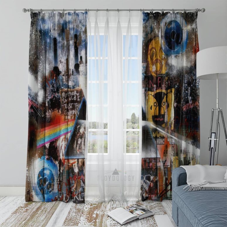 Album Cover Collage DSOTM Pulse The Wall - Pink Floyd Window Curtains