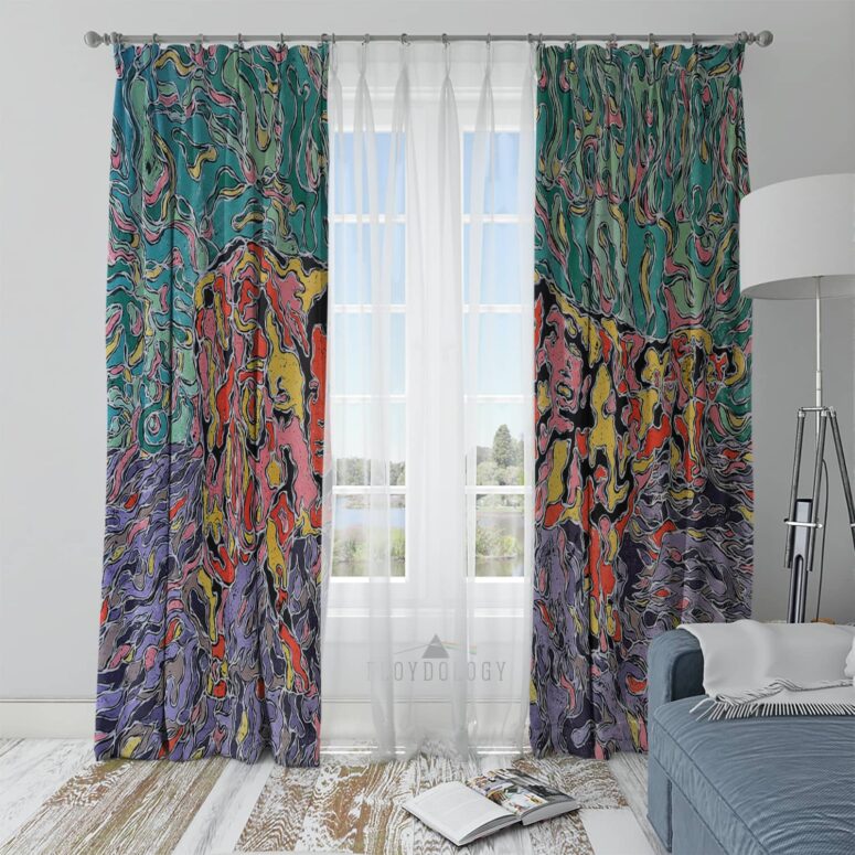 Atom Heart Mother Psychedelic Painting - Pink Floyd Window Curtains