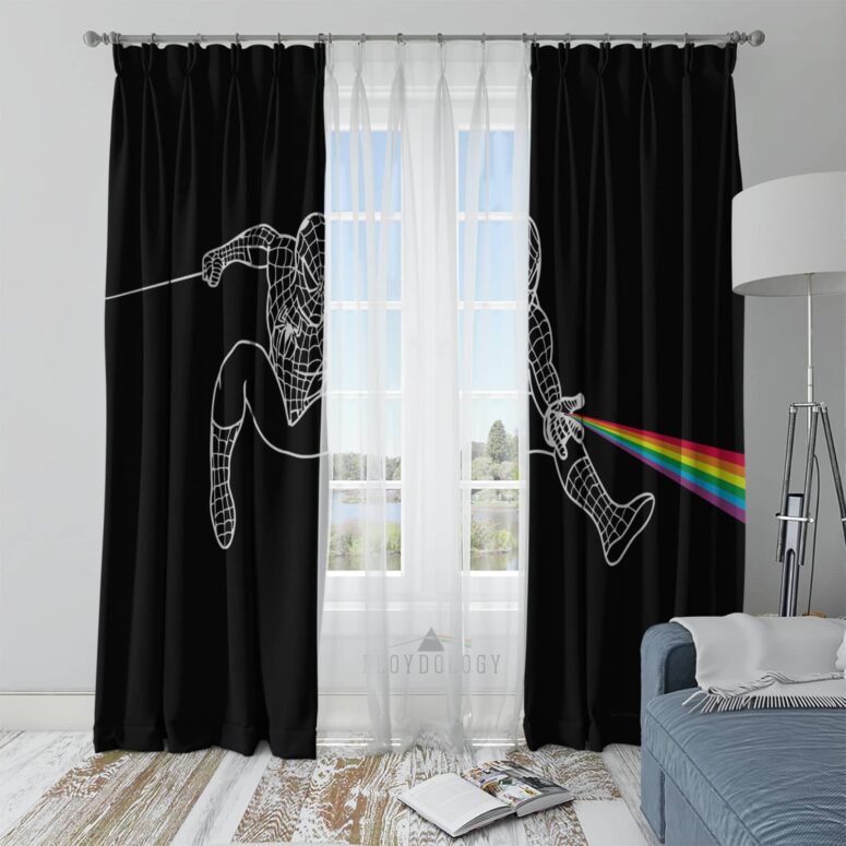 Dark Side Of Spiderman Pink Floyd - Pink Floyd Window Curtains