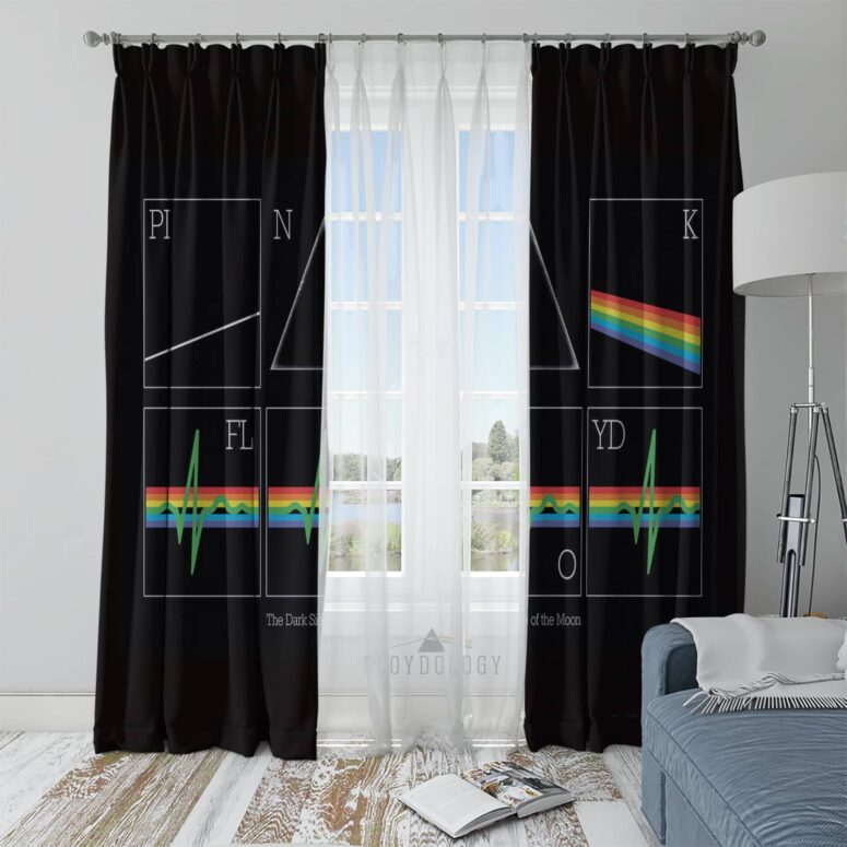 Dark Side Of The Moon 50th Prism Heart Beat - Pink Floyd Window Curtains