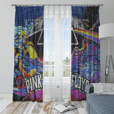 Dark Side Of The Moon The Wall Brick Art - Pink Floyd Window Curtains