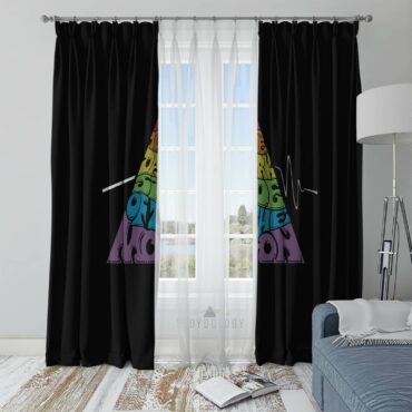 Dark Side Pyramid Typography - Pink Floyd Window Curtains
