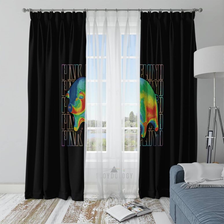 Hologram Psychadelic Floating Pigs Animals - Pink Floyd Window Curtains Hologram Psychadelic Floating Pigs Animals - Pink Floyd Window Curtains