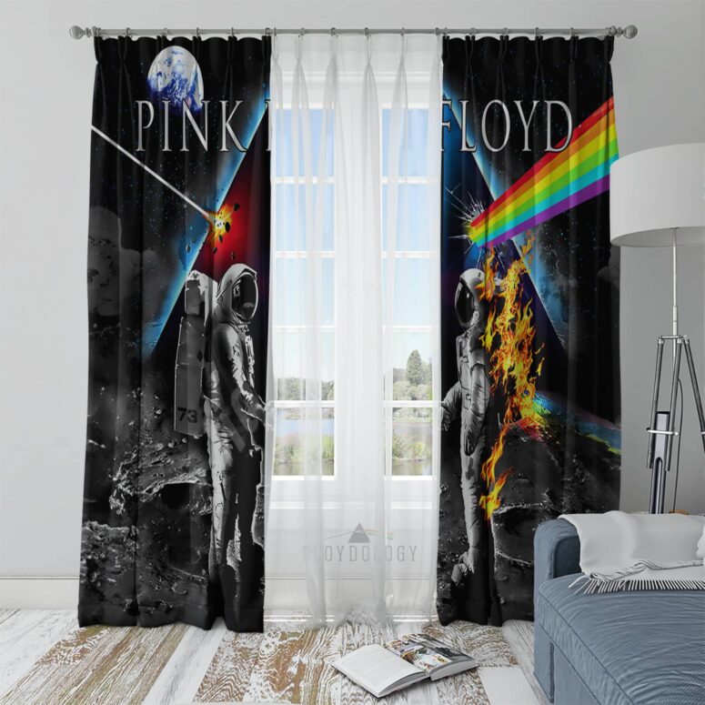 Wish You Were Here DSOTM Astronaut Handshake - Pink Floyd Window Curtains