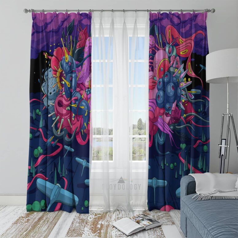 High Hopes Trippy Ilustration - Pink Floyd Window Curtains