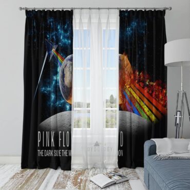 Rainbow Attack Earth The Dark Side Of The Moon - Pink Floyd Window Curtains