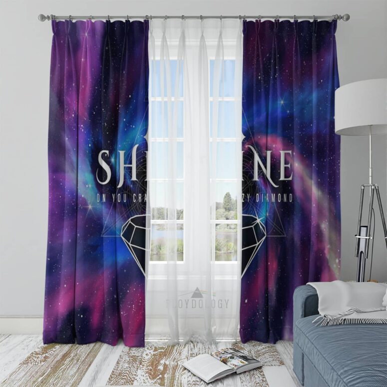 Shine On You Crazy Diamond Art - Pink Floyd Window Curtains