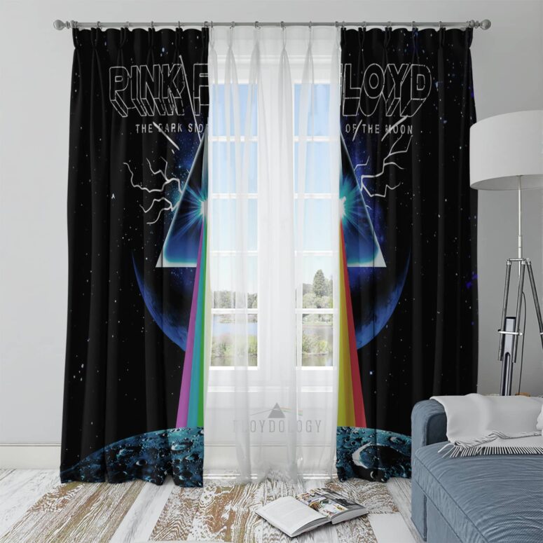 The Dark Side Of The Moon Attack Earth Art back - Pink Floyd Window Curtains