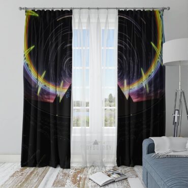 The Dark Side Of The Moon Pyramid Night Sky - Pink Floyd Window Curtains