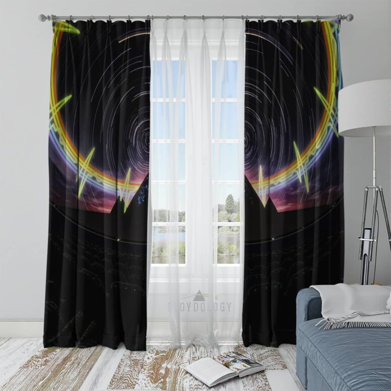 The Dark Side Of The Moon Pyramid Night Sky - Pink Floyd Window Curtains The Dark Side Of The Moon Pyramid Night Sky - Pink Floyd Window Curtains