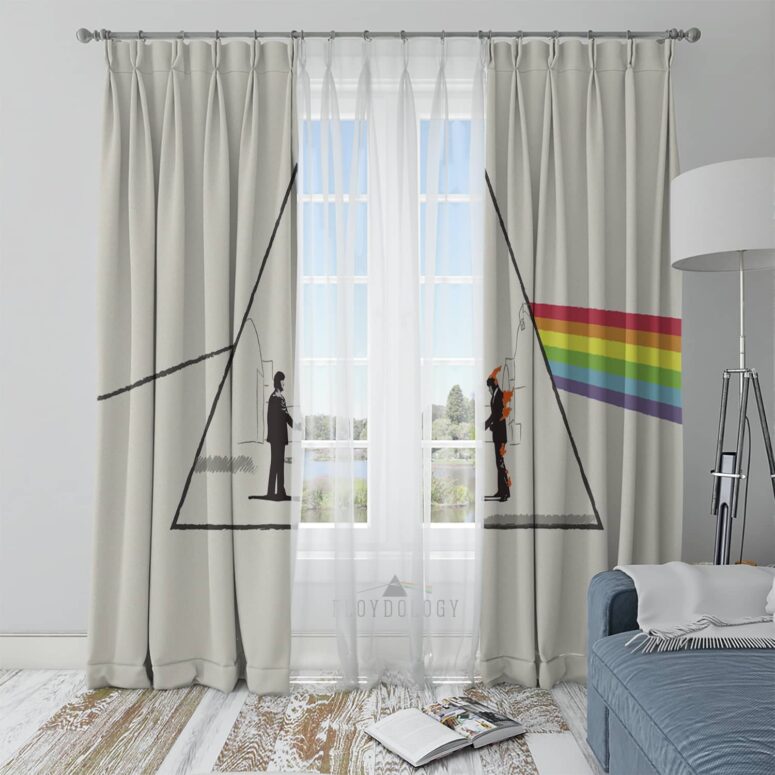 Wish You Were Here DSOTM Illustration - Pink Floyd Window Curtains