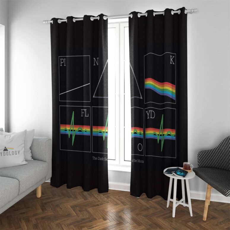 Dark Side Of The Moon 50th Prism Heart Beat - Pink Floyd Window Curtains