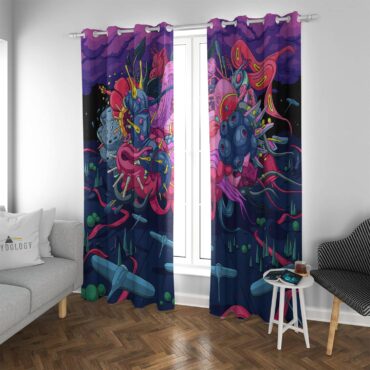 High Hopes Trippy Ilustration - Pink Floyd Window Curtains