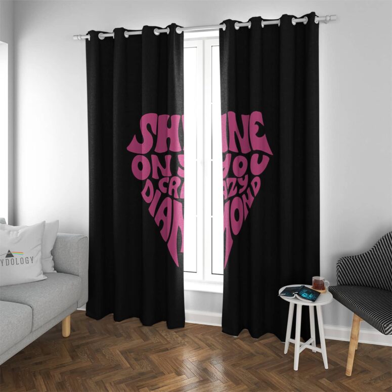 Shine On You Crazy Diamond Typography Art - Pink Floyd Window Curtains Shine On You Crazy Diamond Typography Art - Pink Floyd Window Curtains