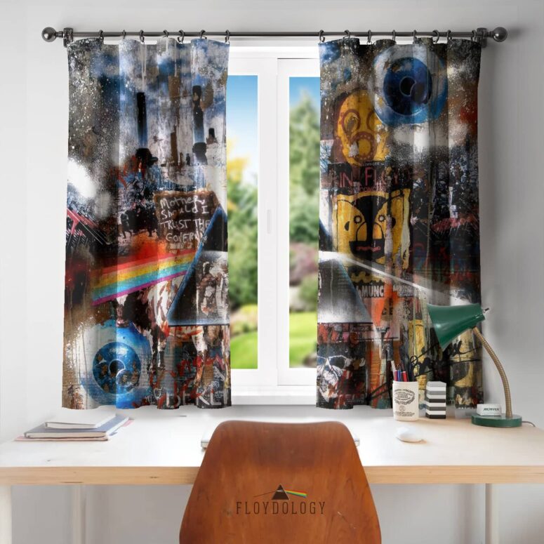 Album Cover Collage DSOTM Pulse The Wall - Pink Floyd Window Curtains