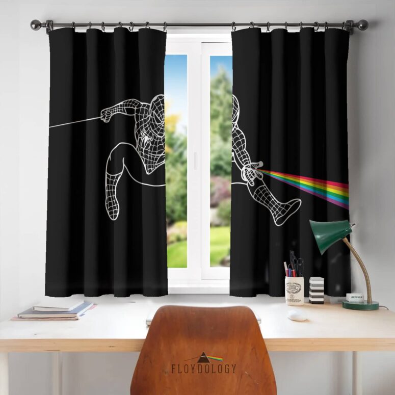 Dark Side Of Spiderman Pink Floyd - Pink Floyd Window Curtains