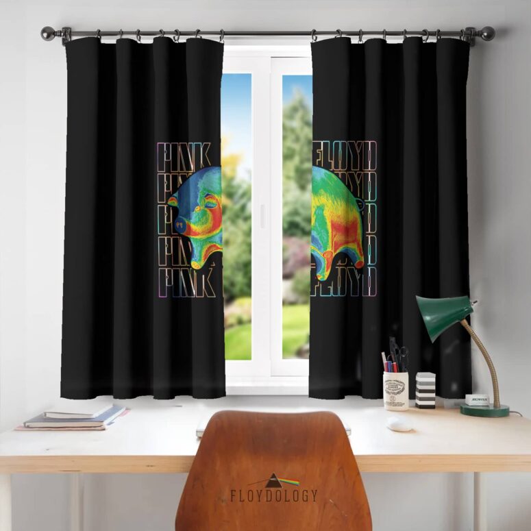 Hologram Psychadelic Floating Pigs Animals - Pink Floyd Window Curtains Hologram Psychadelic Floating Pigs Animals - Pink Floyd Window Curtains