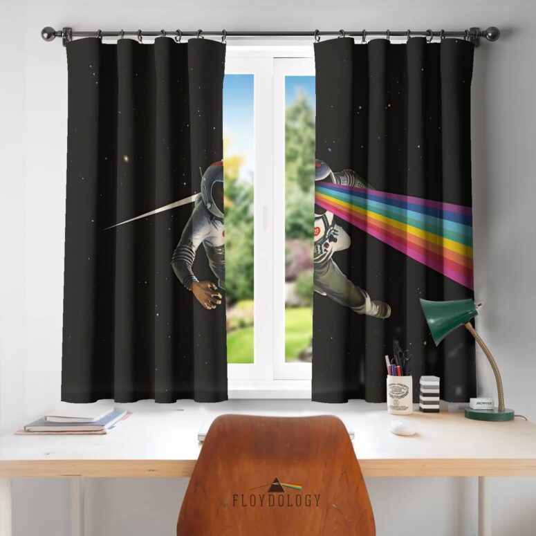 Rainbow Astronaut-Surreal Dark Side Of The Moon - Pink Floyd Window Curtains Rainbow Astronaut-Surreal Dark Side Of The Moon - Pink Floyd Window Curtains