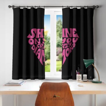 Shine On You Crazy Diamond Typography Art - Pink Floyd Window Curtains