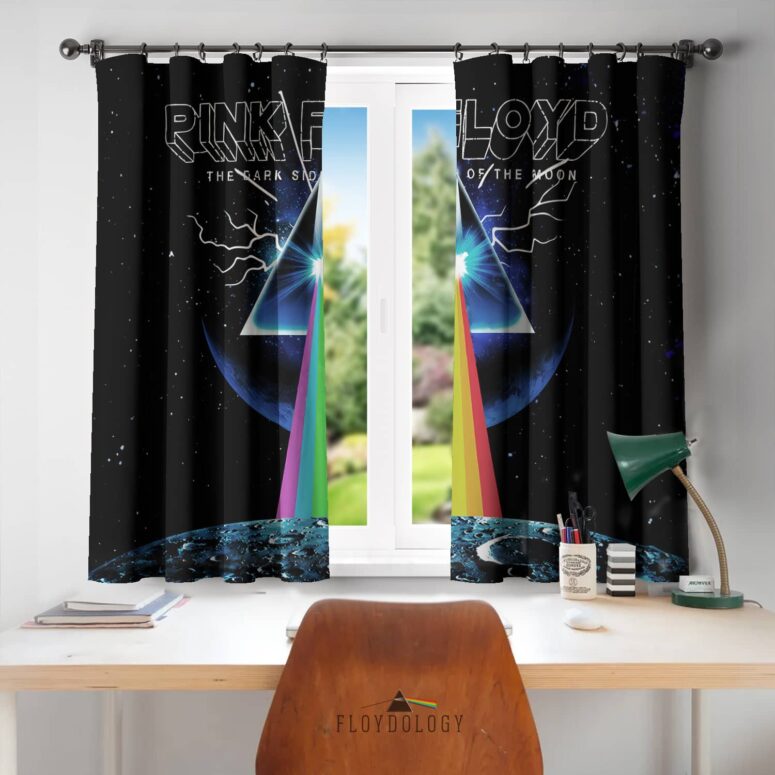 The Dark Side Of The Moon Attack Earth Art back - Pink Floyd Window Curtains