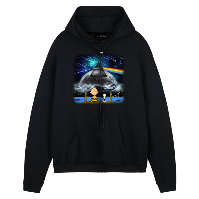 Snoopy And Charlie Brown Looking Dark Side Of The Moon Pink Floyd Shirt