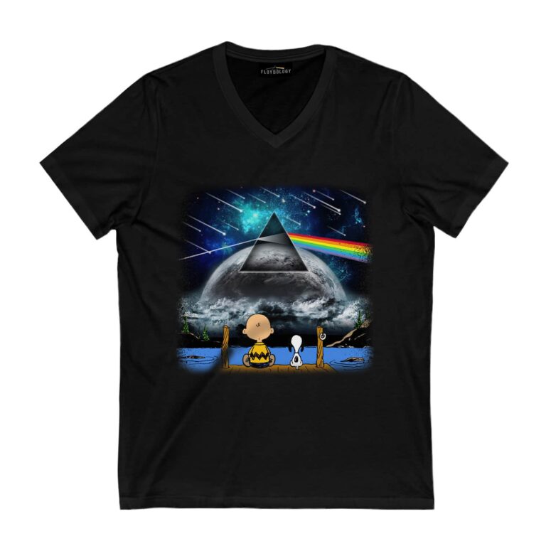 Snoopy And Charlie Brown Looking Dark Side Of The Moon Pink Floyd Shirt