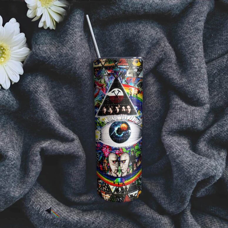 Album Cover Ring Collage Blotter Art Skinny Stainless Steel Pink Floyd Tumbler Album Cover Ring Collage Blotter Art Skinny Stainless Steel Pink Floyd Tumbler