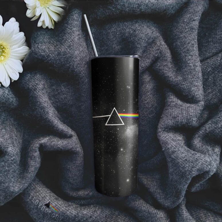 Dark Side Of The Moon Art Black Skinny Stainless Steel Pink Floyd Tumbler