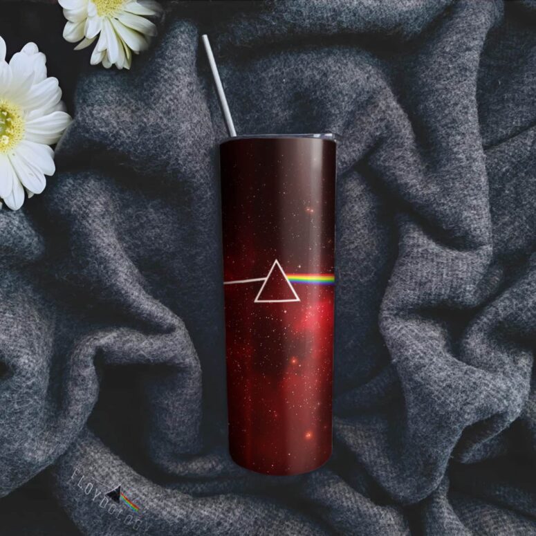 Dark Side Of The Moon Art Red Skinny Stainless Steel Pink Floyd Tumbler