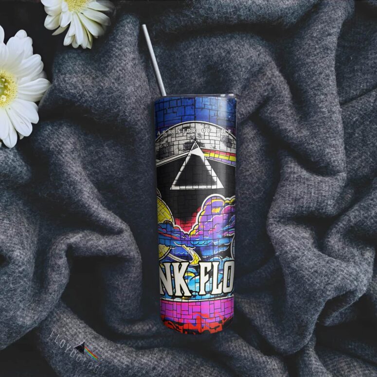 Dark Side Of The Moon The Wall Brick Art Skinny Stainless Steel Pink Floyd Tumbler