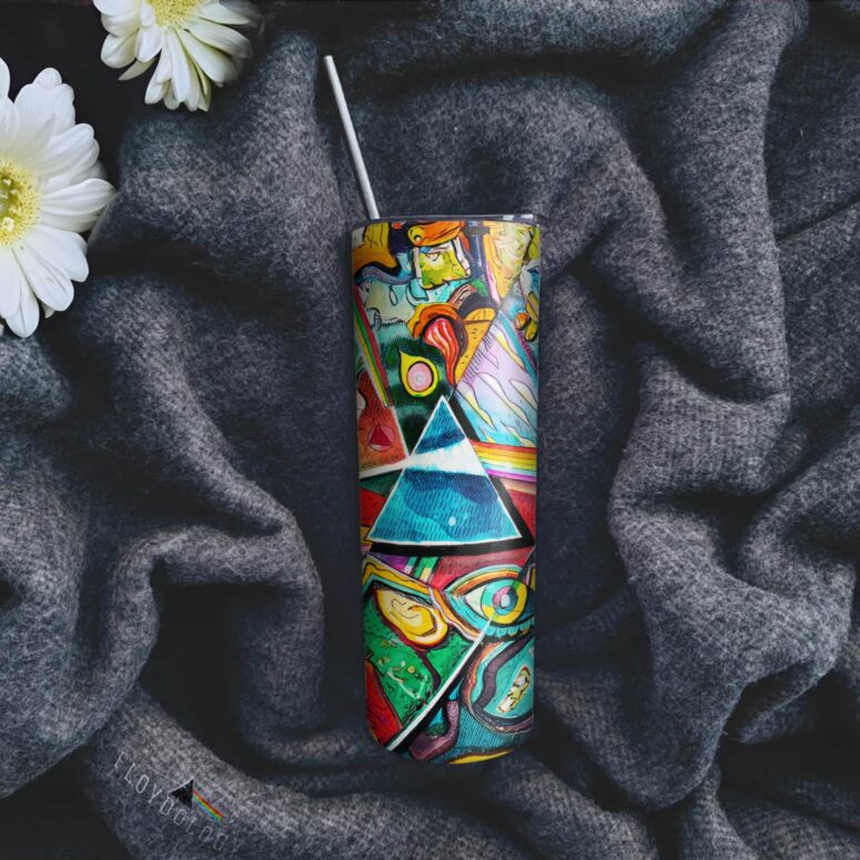 Dark Side of the Moon Pop Art Skinny Stainless Steel Pink Floyd Tumbler