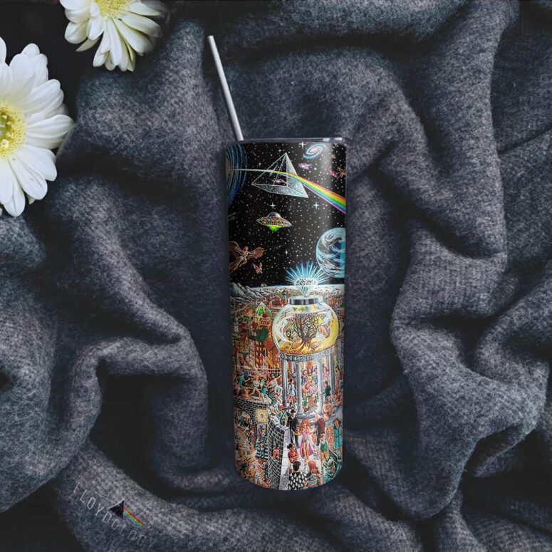 Echoes From The Darkside Of The Moon Skinny Stainless Steel Pink Floyd Tumbler