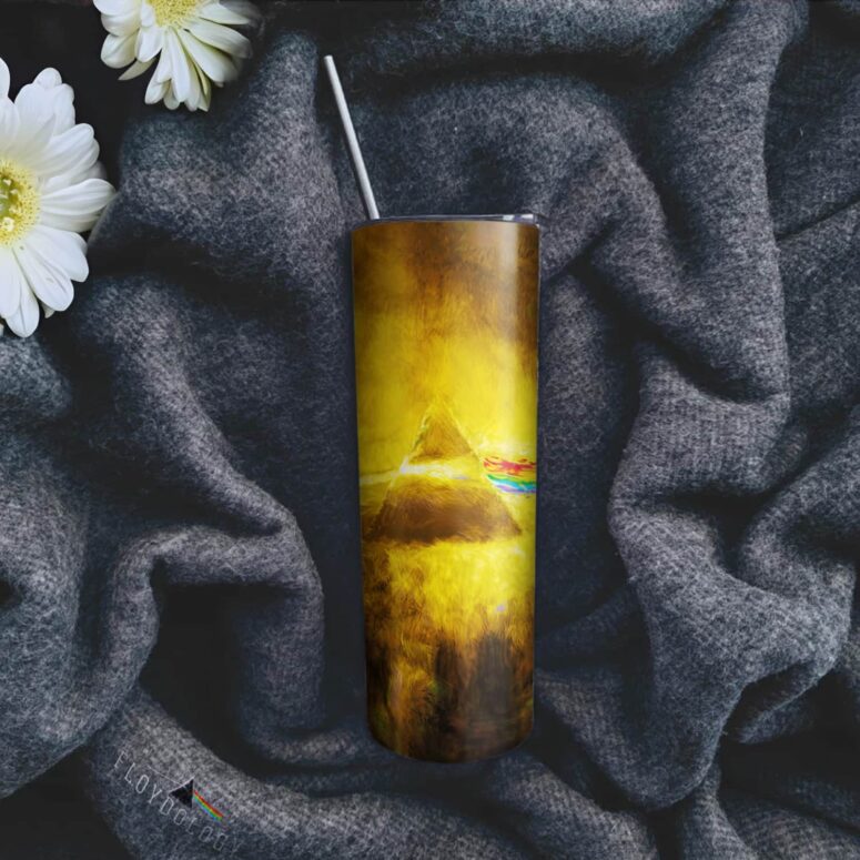 Golden Dark Side Of The Moon Skinny Stainless Steel Pink Floyd Tumbler
