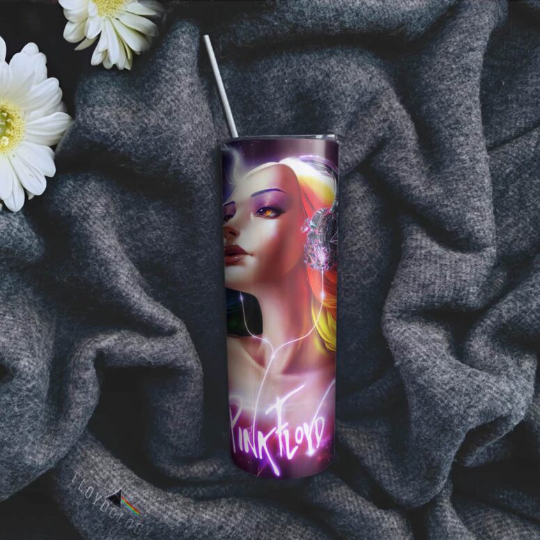 Gorgeous Girl Listen to Pink Floyd Art Skinny Stainless Steel Tumbler